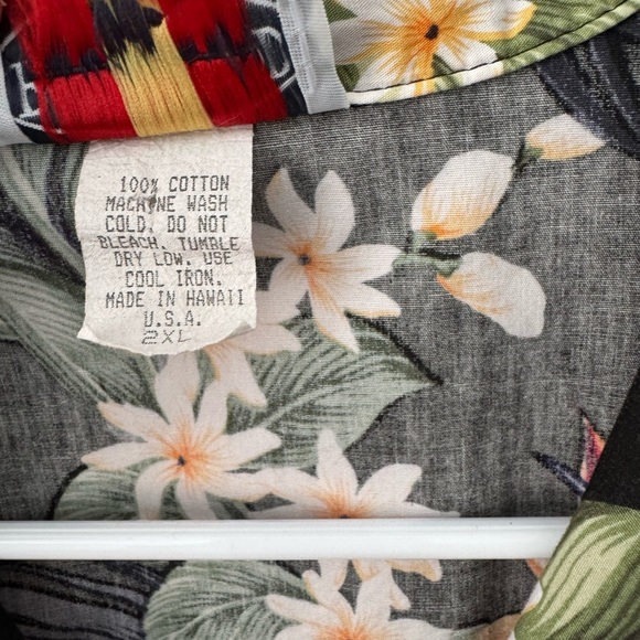 Men's Hawaiian Aloha Shirt Pacific Legend Bird of Paradise Black Cotton Size 2XL - Picture 8 of 10